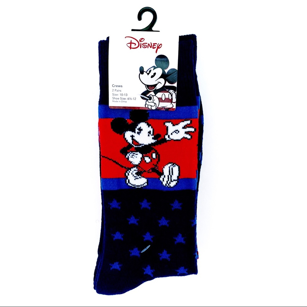🆕 Disney Mickey Mouse Red White Blue Crew Socks - Picture 2 of 7